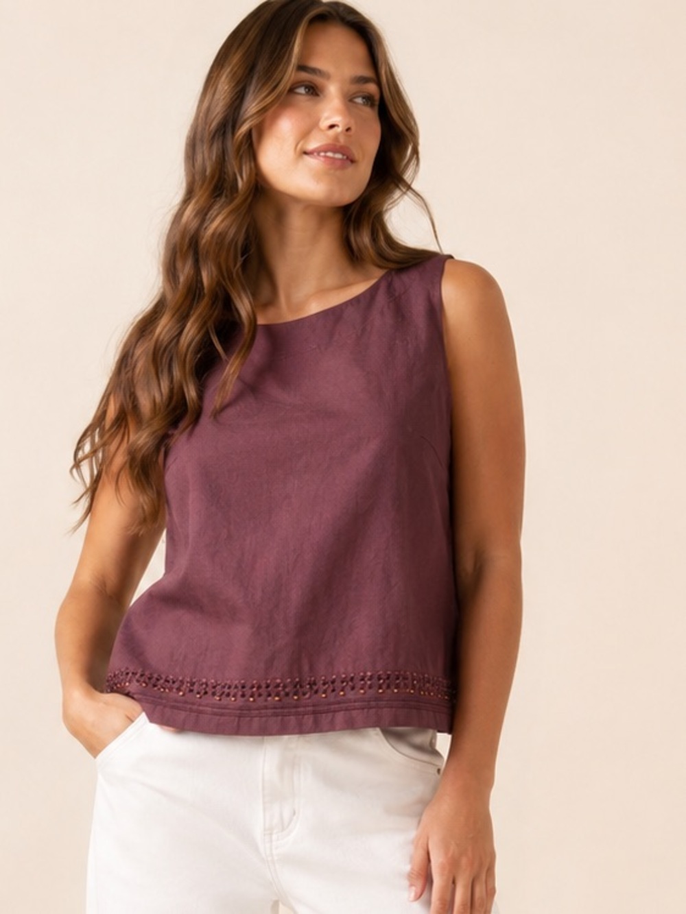 Silk Linen Sleeveless Embroidered Top 20wp Nwt Jones New York